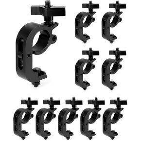 QWORK Heavy Duty Truss Clamp Stage Light Trigger Clamp, 10 Pack 330 lb. Aluminum Fixture, DJ Light Clips Fits 1.89-2.0 in. Trusses, for Par Light Moving Head Beam Stage Light, Black