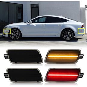 LED Side Marker Light Replacement for A7 Quattro/ RS7/ S7 2012-2017, Front Rear Smoked Lens Side Parking Position Indicator Lamp Assembly Replace OE 4G8945127, 4G8945128
