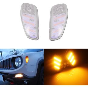 GTINTHEBOX Clear Lens Amber LED Side Marker Light Lamps Kit Compatible with 2014 2015 2016 2017 2018 2019 Jeep Renegade