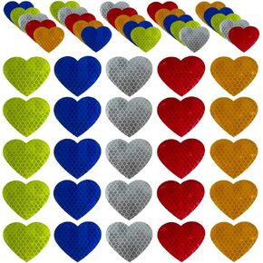 50Pcs Warning Reflective Stickers, Reflective Decals Waterproof Reflector Tapes Safety Reflective Stickers Night Visibility Adhesive Stickers for Motorcycle Bicycle Car Clothing (Heart-Shaped)