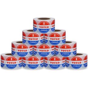 I Voted Stickers Election Day Labels 1×2 Inch Oval with American Flag Pattern - 500 Labels Per Roll