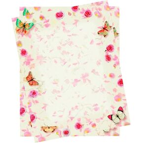 Geographics Butterflies & Roses Letterhead Paper, 24 lb. Design Paper, 8.5 x 11 (Pack of 100) in Kuwait