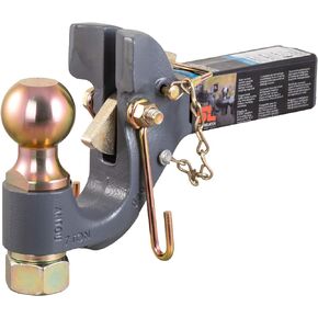 CURT 48406 SecureLatch Receiver-Mount 2-5/16-Inch Ball and Pintle Hitch Combination, 2-in Shank, 14,000 Pounds, BATTLESHIP GREY FINISH