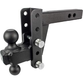BulletProof Hitches - 2.5" Adjustable Extreme Duty Trailer Hitch (30,000 lb. Rating) - 10" Drop/Rise with 2" and 2 5/16" Dual Ball - Powder Coat, Solid Steel, Corrosion-Resistant
