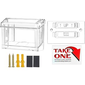 Marketing Holders Business Card with Hinged Lid Clear Plastic 3.5" x 2" Cards Comes with Take One Sticker Sales Reps Realtors Mount Sign Store Front Wall Outdoor Trucks SUVs
