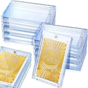 15 Pcs 75 Pt Magnetic Card Holder 2.5 x 3.54 Inch Acrylic Baseball Card Protectors Hard Plastic Clear Trading Card Hard Case Transparent Magnetic Card Case for Sports Cards Storing and Displaying