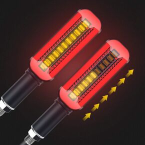 surpassme 2PCS Motorcycle Turn Signal White/Sequence Amber LED Indicator Light Daytime Running Lights DRL Switchback Glow for Motorcycle