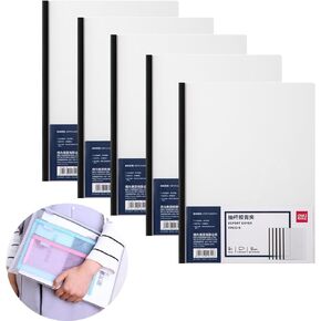 5pcs Clear Report Covers with Sliding Bar, Clear Report Covers for A4/Letter Paper, Plastic Report Binder, Resume Covers Presentation Folders File Binder for School and Business. (Black)