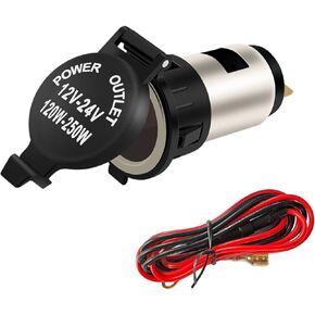 Car Cigarette Lighter Socket, 12V Waterproof Auto Cigarette Lighter Adapter with Extension Cable, Vehicle Lighter Power Outlet Socket Replacement, Car Accessories for Truck SUV