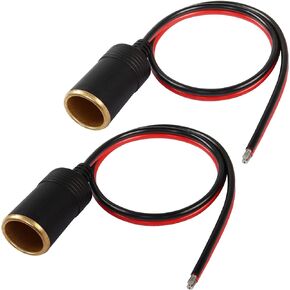 MEIRIYFA Car Charger Power Cigarette Lighter Female Socket Cable Pigtail Connector Bare Wire 12AWG Pure Copper Extension Cable Car Replacement Cigar Cable 30A DC 12V / 24V-2 PCS