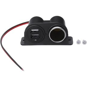 Car Under Dash Mount Cigarette Lighter 3.1A Dual USB Power Charger Outlet Socket Plug Adapter Quick Charge DC Splitter Dashboard Expansion for 12V/24V Vehicle Truck SUV Motorcycle Boat