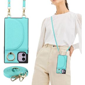 ZCDAYE Crossbody Wallet Case for iPhone 13, iPhone 13 Case with Strap Adjustable Lanyard PU Leather Card Slot Purse Cover Protective Phone Case for iPhone 13, 6.1 inch - Black