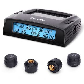 Tymate RV Tire Pressure Monitoring System - M7-3 TPMS Tire Pressure Monitor System(0-87 PSI) with Solar Charger, RV TPMS with 4 sensors & 5 Alarm Modes, LCD Display, Auto Sleep Mode, Easy to Install