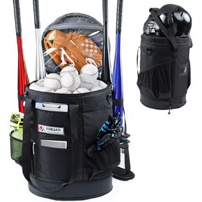 VIGERARI Baseball Bucket Bag-Baseball Coaches Bag-Expandable Softball Bucket Bag with Padded Seat-Coach Gifts-Baseball Bag for Training Equipment,Baseball Gear, Accessories-Baseball Bucket Organizer