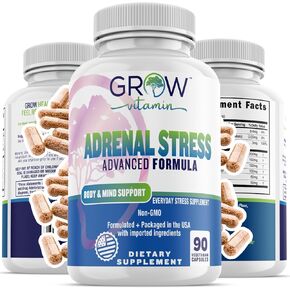 Adrenal Stress Advanced Formula, Fatigue Support Supplement, Cortisol Manager with Ashwagandha - 90 Capsules