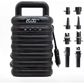 Paddle Board Pump, SUP Electric Pump, 20PSI High Pressure Portable Air Pump with Inflation & Auto-Off, Deflation Function, 12V DC Car Connector for Inflatables, Paddle Board, Boats, Kayaks
