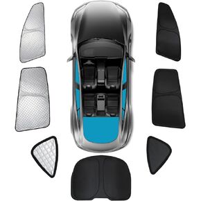 7 Thicken Side Window Sunshade for Tesla Model Y 2020-2023, Foldable Sun Shade UV Reflector, Full Coverd Sun Shield No Gap.Light Weight, Keep Vehicle Cool, 100% Custom Fit—7 Pcs