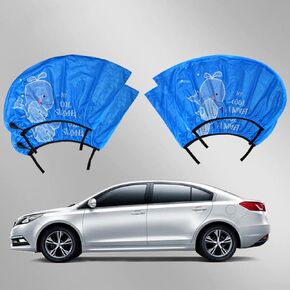 Car Sunshade Screen, ZIRANSHU 2pcs Front + 2pcs Rear Car Side Window Sun Shade, Cute Cartoon Car Window Screens for Camping, UV Resistant and Privacy Shading Curtaint