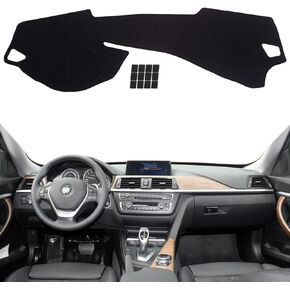 غطاء لوحة أجهزة القياس من الفلانيل متوافق مع 2012-2018 BMW 3 Series مضاد للوهج، مضاد للانعكاس، بدون رائحة غريبة - رمز الجسم Mfr فقط: F30 F31 F34 (أسود) in Saudi Arabia