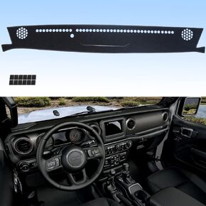 Dashboard Cover Flannel Dash Mat Custom Compatible with 2018-2023 Jeep Wrangler, Anti-Glare, Anti-Reflection, No Peculiar Smell - Only Fits Mfr Body Code: JL