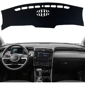 غطاء حصيرة لوحة القيادة وحدة التحكم المركزية الداخلية المخصصة المتوافقة مع Hyundai Tucson SUV SE SEL Limited 2022 2023 ملحقات أغطية لوحة القيادة (زخرفة سوداء) in Kuwait