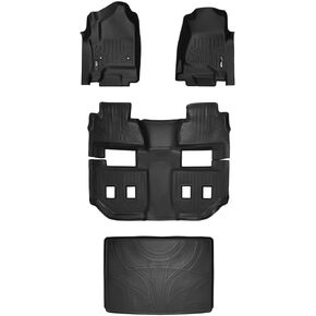 SMARTLINER Custom Fit Floor Mats 3 Rows and Cargo Liner Behind 3rd Row Set Black Compatible with 2015-2020 Chevy Suburban/GMC Yukon XL