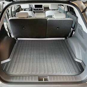 بطانة شحن ممتازة لسيارة Hyundai Ioniq 5 2022-2024 - حماية 100% - سجادة صندوق السيارة ملائمة حسب الطلب - سجادة شحن سوداء لجميع المواسم - بطانات صندوق السيارة مقاسة بالليزر ثلاثية الأبعاد لسيارة Hyundai Ioniq 5