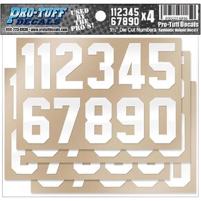Helmet Number Decals (Football, Lacrosse, Hockey, Baseball, Softball) White Stickers (1.5 Inch Tall)