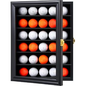 KCRasan Golf Ball Display Case - Golf Ball Holder Gift for Golf Enthusiasts - Golf Ball Display Rack Cabinet for Wall Mount with Glass Door