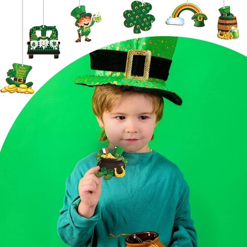 St. Patricks Day Decorations Wooden Shamrock Ornaments Good Luck Clover Hanging Ornament Craft for Tree Shamrock 12 Styles Irish Saint Patricks Day Tree Hanging Decorations(24 Pieces) in Saudi Arabia