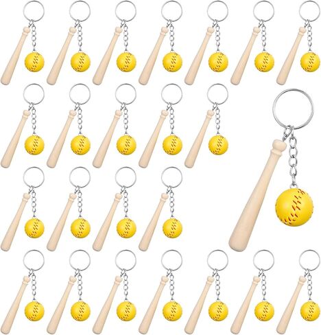 24 مجموعة سلسلة مفاتيح أكريليك للكرة اللينة مع مضرب خشبي مصغر للكرة اللينة لهدايا الكرة اللينة، هدايا الحفلات الرياضية، حقيبة رياضية للكرة اللينة in Kuwait