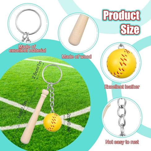 24 مجموعة سلسلة مفاتيح أكريليك للكرة اللينة مع مضرب خشبي مصغر للكرة اللينة لهدايا الكرة اللينة، هدايا الحفلات الرياضية، حقيبة رياضية للكرة اللينة in Kuwait