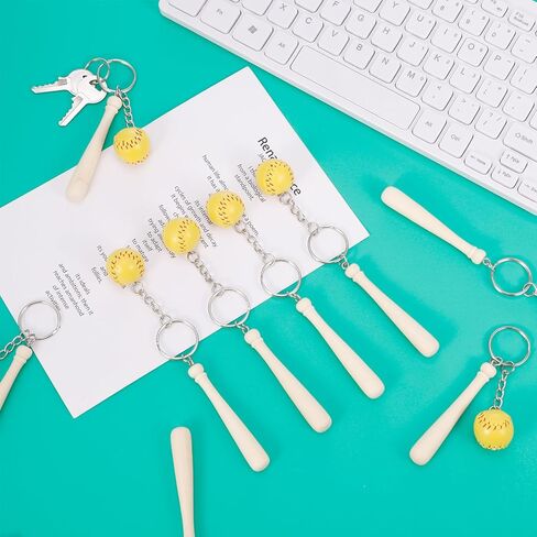 24 مجموعة سلسلة مفاتيح أكريليك للكرة اللينة مع مضرب خشبي مصغر للكرة اللينة لهدايا الكرة اللينة، هدايا الحفلات الرياضية، حقيبة رياضية للكرة اللينة in Kuwait