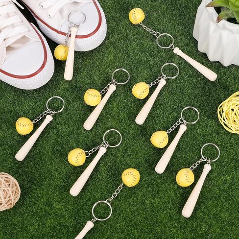 24 مجموعة سلسلة مفاتيح أكريليك للكرة اللينة مع مضرب خشبي مصغر للكرة اللينة لهدايا الكرة اللينة، هدايا الحفلات الرياضية، حقيبة رياضية للكرة اللينة in Kuwait