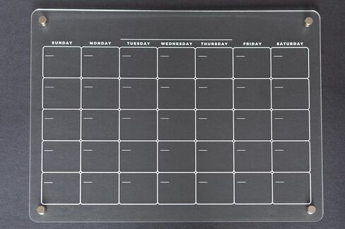 Premium 12"x16" Clear Acrylic Magnetic Wall Calendar for Refrigerator (Monthly) Includes 6 Super Bright Magnetic Wet Erase Markers with Built-in Erasers in Saudi Arabia