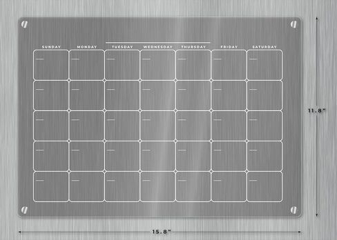 Premium 12"x16" Clear Acrylic Magnetic Wall Calendar for Refrigerator (Monthly) Includes 6 Super Bright Magnetic Wet Erase Markers with Built-in Erasers in Saudi Arabia