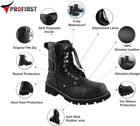 PROFIRST Waterproof Motorbike Boots Touring Motorcycle Shoes Long Ankle Casual Boots Racing Sports Touring 100% Genuine Leather Full Black in Saudi Arabia