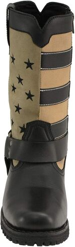 Milwaukee Leather MBL9363 Women’s ‘Stars and Stripes’ Black with Tan Leather Motorcycle Rider Harness Boots - 10 in Saudi Arabia