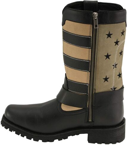 Milwaukee Leather MBL9363 Women’s ‘Stars and Stripes’ Black with Tan Leather Motorcycle Rider Harness Boots - 10 in Saudi Arabia