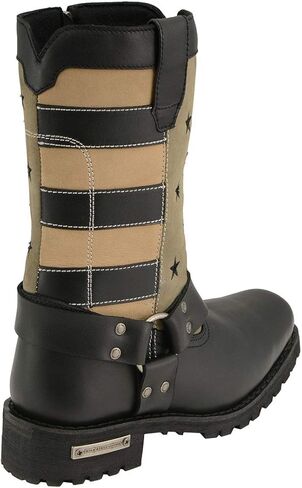 Milwaukee Leather MBL9363 Women’s ‘Stars and Stripes’ Black with Tan Leather Motorcycle Rider Harness Boots - 10 in Saudi Arabia