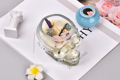 أمويستون الجمجمة الكريستال شمعة الأحجار الكريمة الطبيعية الشموع مع الزجاج الجمجمة شفاء العطر شمعة للديكور المنزل التأمل in Kuwait