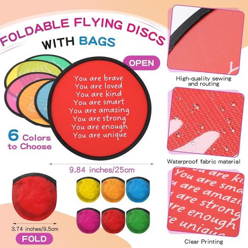 36 Sets End of The Year Gifts Flying Disc Foldable Fan with Storage Bag Inspirational Card and Organza Bag Set Fun End of The School Year Party Favors Summer Gifts Outdoor Activity Game in Saudi Arabia