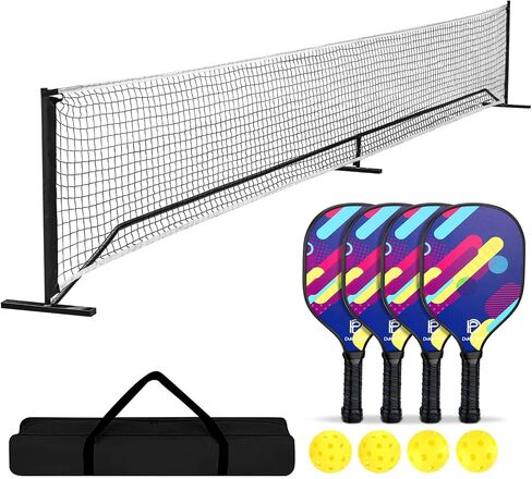 DULCE DOM Pickleball Net Portable Outdoor, 22 FT Pickleball Nets USAPA Regulation Full Size, Pickle Ball Game Net System with Carrying Bag for Driveway Backyards, with Court Marking Kit & Paddles in Saudi Arabia