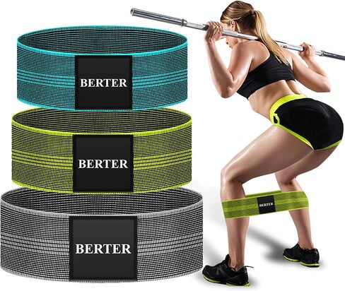 BERTER Resistance Bands for Legs and Butt, Workout Exercise Hip Bands, Fitness Booty Loop Non-Slip Bands for Squats, Deadlifts, Yoga, Sport, Pack of 3 in Saudi Arabia