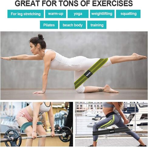 BERTER Resistance Bands for Legs and Butt, Workout Exercise Hip Bands, Fitness Booty Loop Non-Slip Bands for Squats, Deadlifts, Yoga, Sport, Pack of 3 in Saudi Arabia