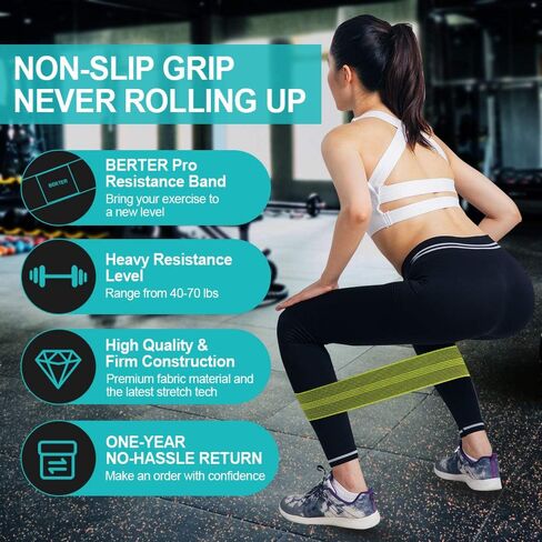 BERTER Resistance Bands for Legs and Butt, Workout Exercise Hip Bands, Fitness Booty Loop Non-Slip Bands for Squats, Deadlifts, Yoga, Sport, Pack of 3 in Saudi Arabia