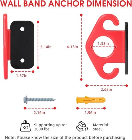 3 قطع من مثبتات الحائط المقاومة المتينة - مرساة تثبيت على الحائط للتمارين الرياضية موفرة للمساحة لتمارين الصالة الرياضية المنزلية والعلاج الطبيعي وتدريبات القوة in Kuwait