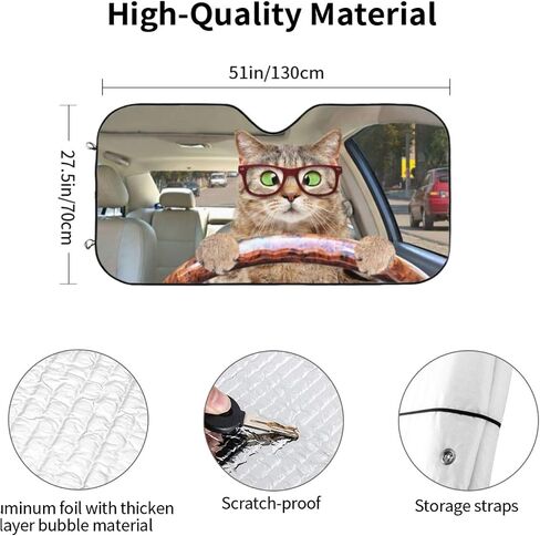 Car Front Windshield Sun Shade,Auto Sunshade for Car Truck SUV - Blocks Uv Rays Sun Visor Protector (51" X 27.5"Inch,Upgrade Hardened) in Saudi Arabia