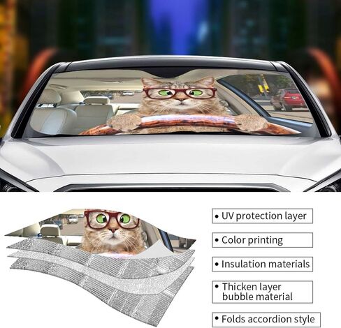 Car Front Windshield Sun Shade,Auto Sunshade for Car Truck SUV - Blocks Uv Rays Sun Visor Protector (51" X 27.5"Inch,Upgrade Hardened) in Saudi Arabia