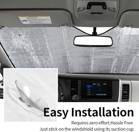 Car Front Windshield Sun Shade,Auto Sunshade for Car Truck SUV - Blocks Uv Rays Sun Visor Protector (51" X 27.5"Inch,Upgrade Hardened) in Saudi Arabia
